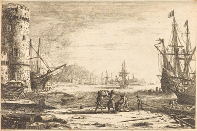 Havn med et stort tårn av Claude Lorrain