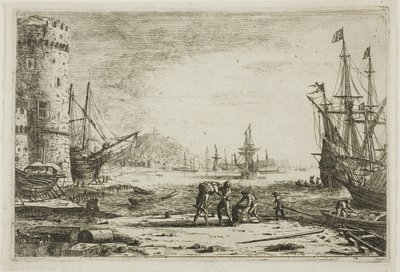 Havn med et stort tårn av Claude Lorrain