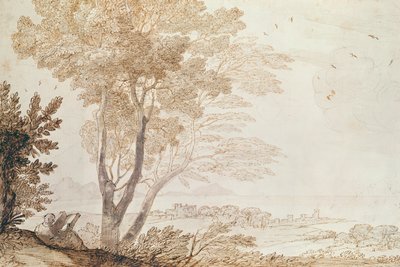 Landskap (penn og blekk på papir) av Claude Lorrain