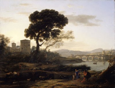 Landskap nær Roma med utsikt over Ponte Molle, 1645. av Claude Lorrain
