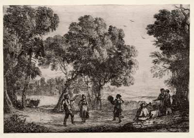 Landskap med en liten countrydansplate, ca. 1637. av Claude Lorrain