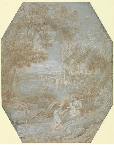Landskap med resten på flukten til Egypt, 1645. av Claude Lorrain