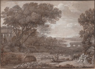 Landskap med resten på flukt til Egypt, 1660 av Claude Lorrain