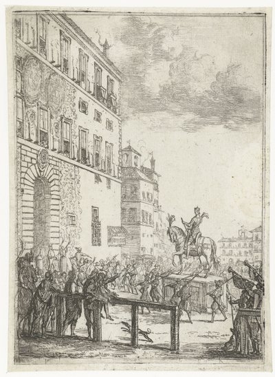 Rytterstatue av keiseren av Det hellige romerske rike Le Statue equestre du roi des romains Fyrverkeri og festligheter i anledning av den nyvalgte keiseren av Det hellige romerske rike (serietittel) av Claude Lorrain