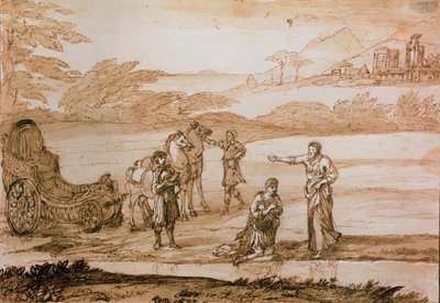 St. Filip som døper evnukken, 1677 (blekk og vask på papir) av Claude Lorrain