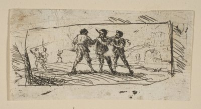 Studie med Brigands nedre seksjon, ca. 1633. av Claude Lorrain