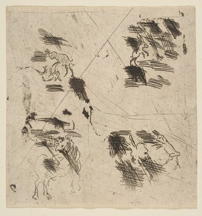 Studie med Brigands øvre seksjon, ca. 1633. av Claude Lorrain