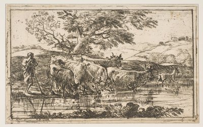 Flokken ved vanningsplassen, 1635. av Claude Lorrain