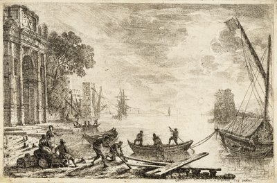 Havnescene med stigende sol, 1634 av Claude Lorrain