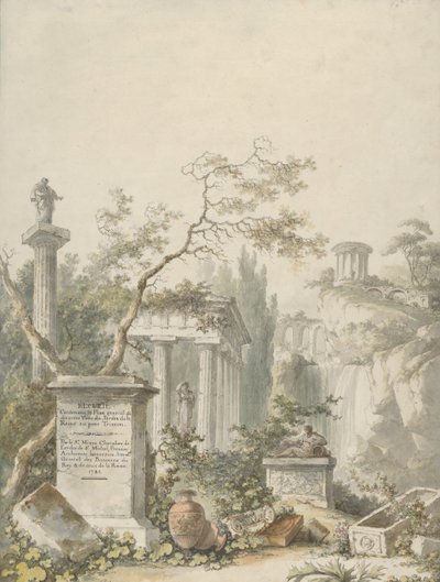 Design for en frontispice, 1782. av Claude Louis Chatelet