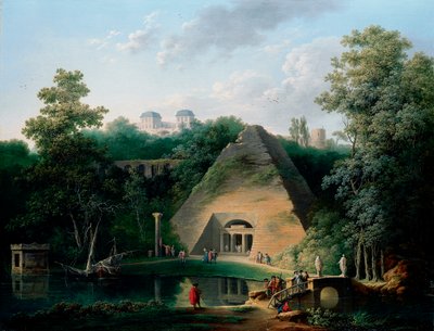 Pyramiden ved Chateau de Maupertuis, ca. 1785 av Claude Louis Chatelet