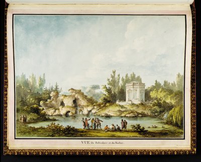 Utsikt over Belvedere og klippen, fra Recueil des plans du Petit Trianon av Richard Mique (1728-94) av Claude Louis Chatelet