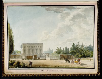 Utsikt over slottet fra siden av inngangen, fra Recueil des plans du Petit Trianon av Richard Mique (1728-94) av Claude Louis Chatelet