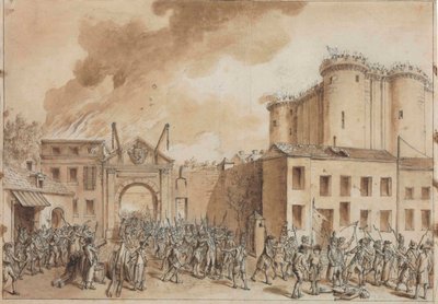 Stormingen av Bastillen 14. juli 1789. av Claude Louis Desrais