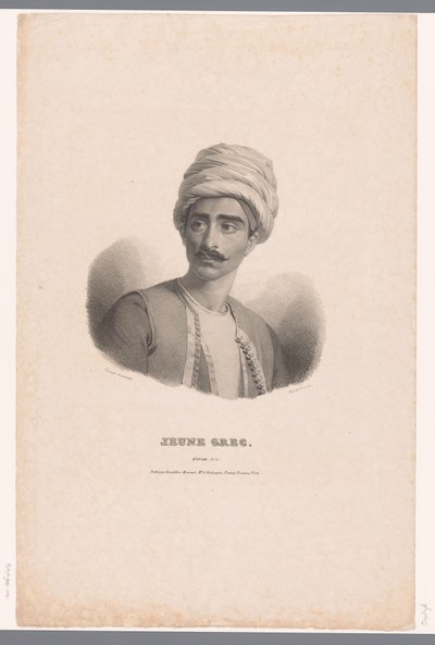 Portrett av en gresk ung mann Jeune Grec (tittel på objekt) Etudes (serietittel på objekt) av Claude Marie Dubufe