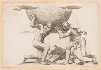 Atlas gir himmelsfæren til Hercules av Claude Mellan (possibly)