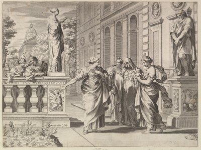 Allegori til ære for den romerske høyskolen grunnlagt av Borghese-familien, 1615-88. av Claude Mellan