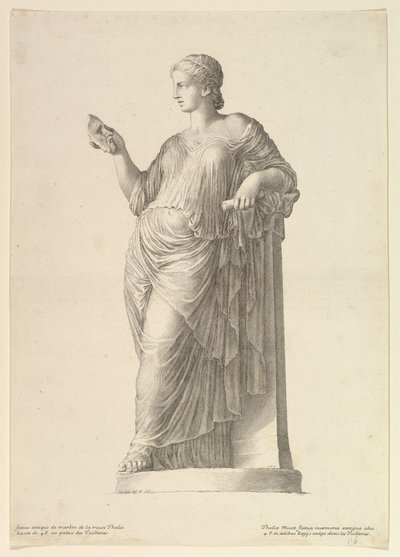 Gammel statue av Muse Thalia, 1669. av Claude Mellan
