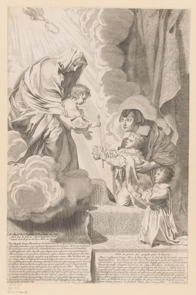 Anna av Østerrike gir Regency of the Kingdom of France til Kristusbarnet av Claude Mellan