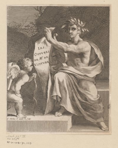 Apollo en en amor The Works of Mr. de Voiture (tittel på objekt) Tittelside for: Vincent de Voiture, The Works of Vincent de Voiture, 1650 av Claude Mellan