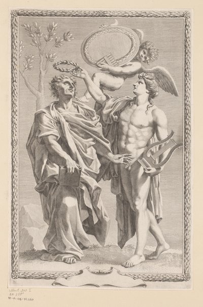 Apollo kroner Publius Vergilius Maro Tittelside for: Publius Vergilius Maro, Publius Virgilius Maronis Opera, 1641 av Claude Mellan