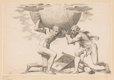 Atlas gir himmelsfæren til Hercules av Claude Mellan