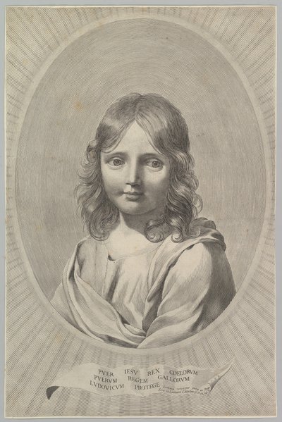 Byste av Jesus som et barn i en oval. av Claude Mellan
