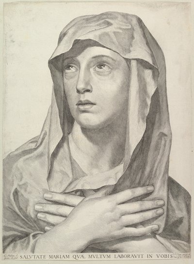 Byste av Jomfru Maria av Claude Mellan