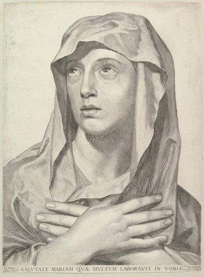 Byste av jomfruen, 1650. av Claude Mellan