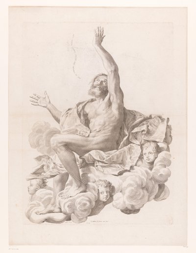 St. Paul på sky omgitt av kjeruber av Claude Mellan