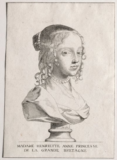 Henriette-Marie dAngleterre, hertuginne dOrleans. av Claude Mellan