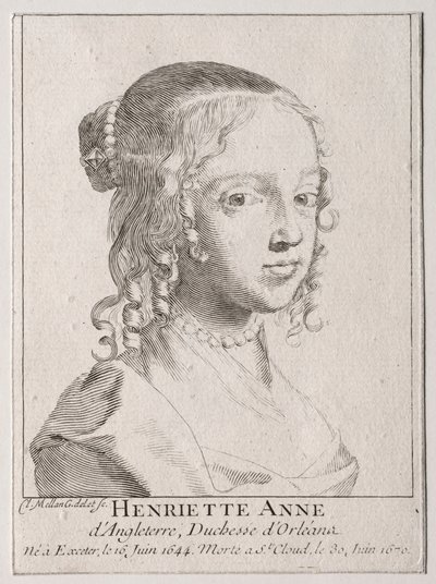 Henriette-Marie dAngleterre, hertuginne dOrleans. av Claude Mellan