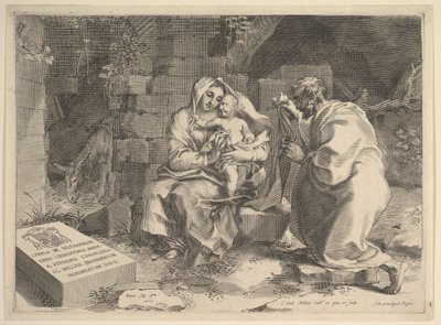Den hellige familie hviler på flukten til Egypt, 1635. av Claude Mellan