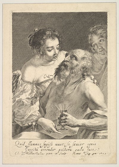 Lot og hans døtre, 1629. av Claude Mellan