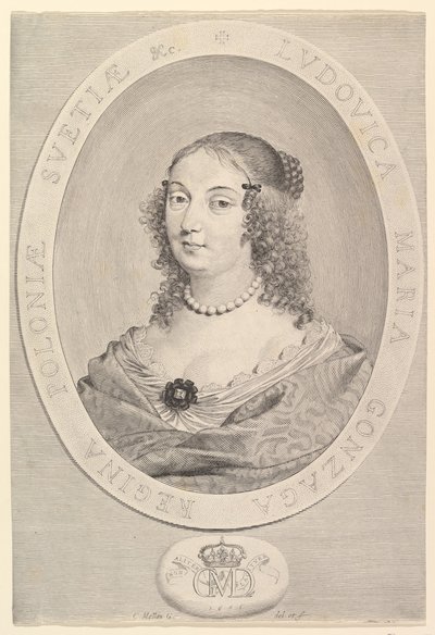 Ludovica Maria Gonzaga, dronning av Polen, 1645. av Claude Mellan