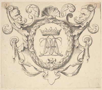 Monogram kronet. av Claude Mellan