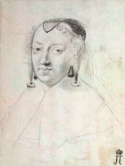 Portrett av Anne av Østerrike 1601-1666, før 1643. av Claude Mellan