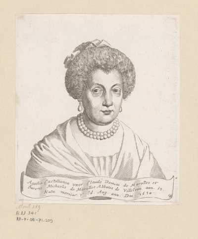 Portrett av Agathe de Chatillon av Claude Mellan