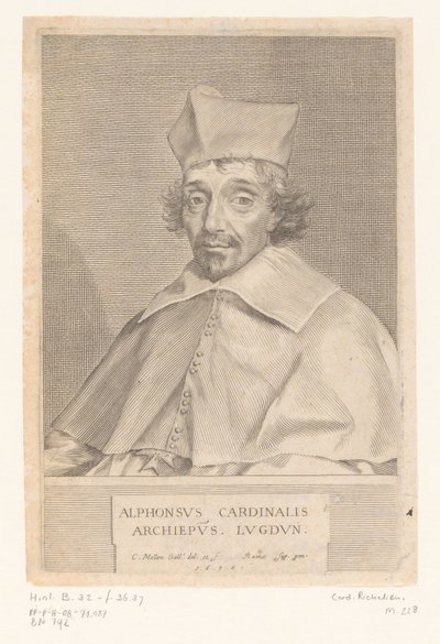 Portrett av Alphonse Louis du Plessis de Richelieu, erkebiskop av Lyon av Claude Mellan