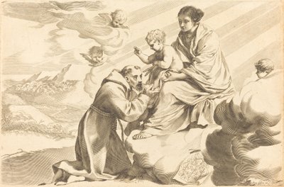 Saint Francis tilber Kristusbarnet av Claude Mellan