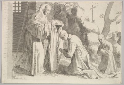 St. Bernard mottar en munkevane. av Claude Mellan