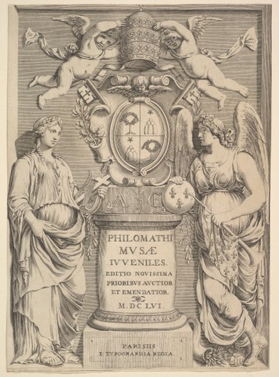 Title Page: Philomathi Musae Juveniles, 1655.    1181058   no       norwegian Successfully Translated  Original: Lente Le Printemps (title on object) Personificaties van de vier seizoenen (series title) Translat: Lente Le Printemps (title on object) Person av Claude Mellan