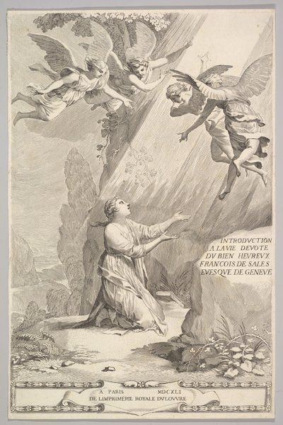 Tittelside for François de Sales, Introduction to the Devout Life, 1641. av Claude Mellan