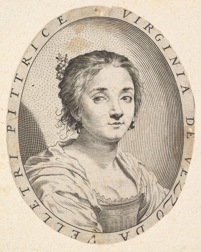 Virginia da Vezzo, kone til Simon Vouet, 1626. av Claude Mellan