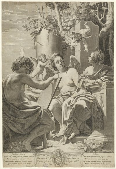 Allegori om intellekt, hukommelse og vilje av Claude Mellan after Simon Vouet