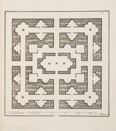 Design for Parterre, fra Theatre des Plans et Jardinages, pub.1652 (gravering) av Claude Mollet