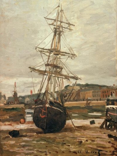 Båt på grunn ved Fecamp av Claude Monet