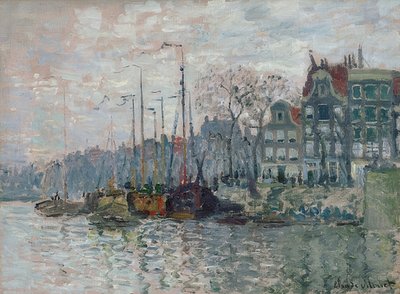 Utsikt over Prins Hendrikkade og Kromme Waal i Amsterdam. 1874 av Claude Monet