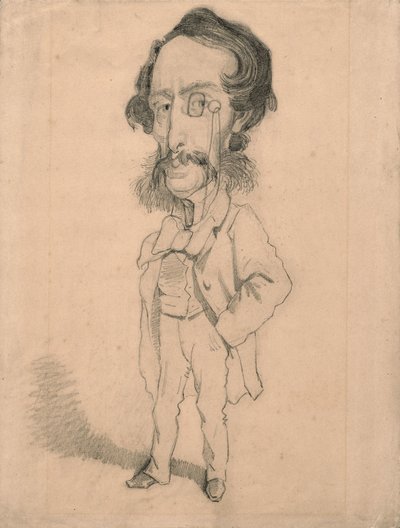Karikatur av Mario Uchard, ca. 1858 (grafitt med innslag av sletting og stumping på brunt vevd papir) av Claude Monet