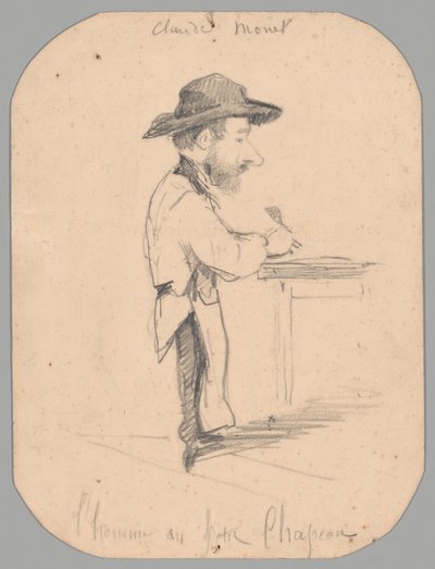 Karikatur av en mann i den lille hatten av Claude Monet